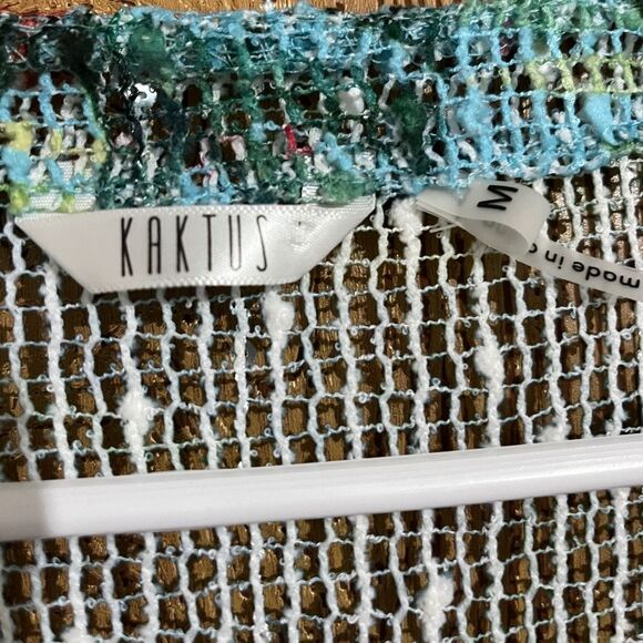 KAKTUS Women’s Blue/Green Multi Floral Print Crochet Top Beach Swim Coverup Sz-M - Picture 4 of 7